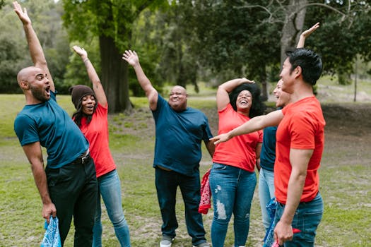 community gathering in a park