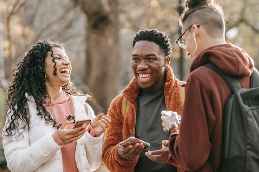 happy group of friends laughing together