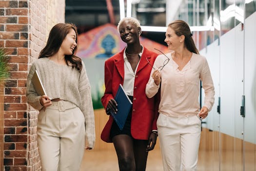 happy young woman at work