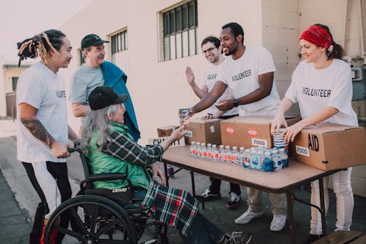 volunteers working together