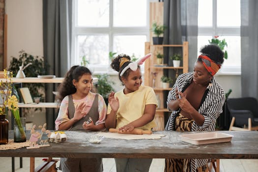 family enjoying a fun cooking session