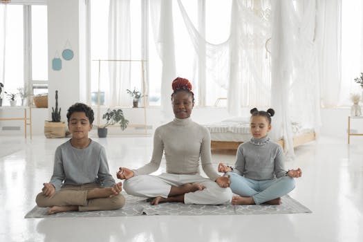 family enjoying a mindfulness exercise