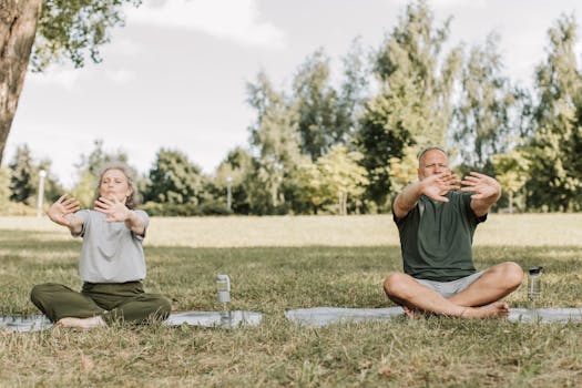 yoga class in a park