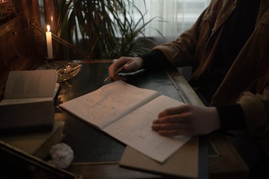 person journaling in a cozy space