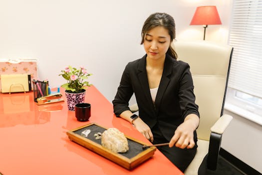 calm workspace setup for mindfulness practice