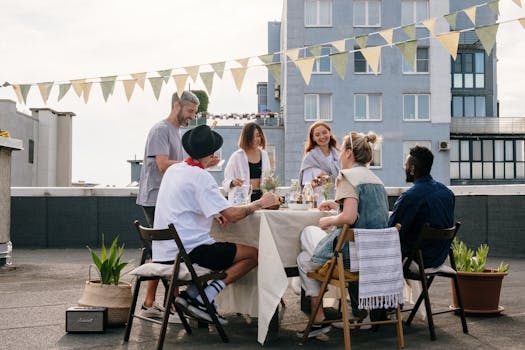 group of friends enjoying a lunch together