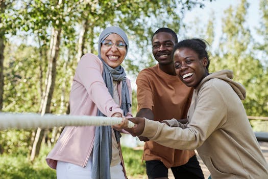 People enjoying a group activity