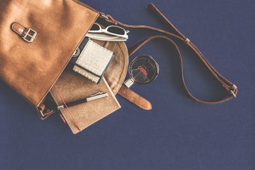 travel checklist on a desk with travel essentials