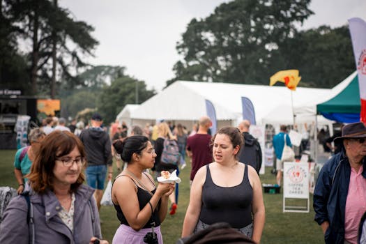 group of friends enjoying a local festival