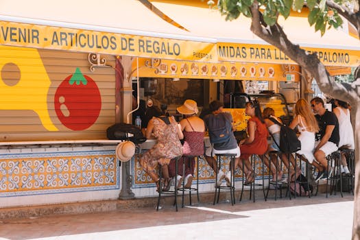 group of travelers enjoying local cuisine