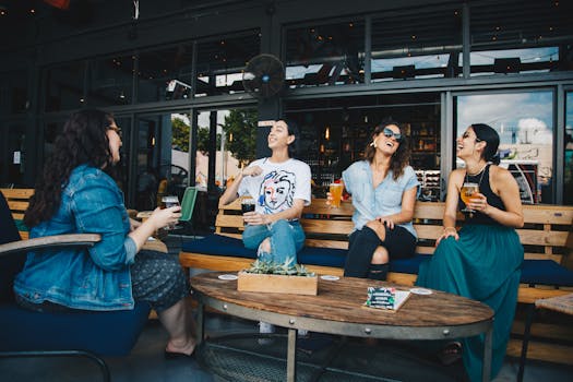 happy group of friends laughing